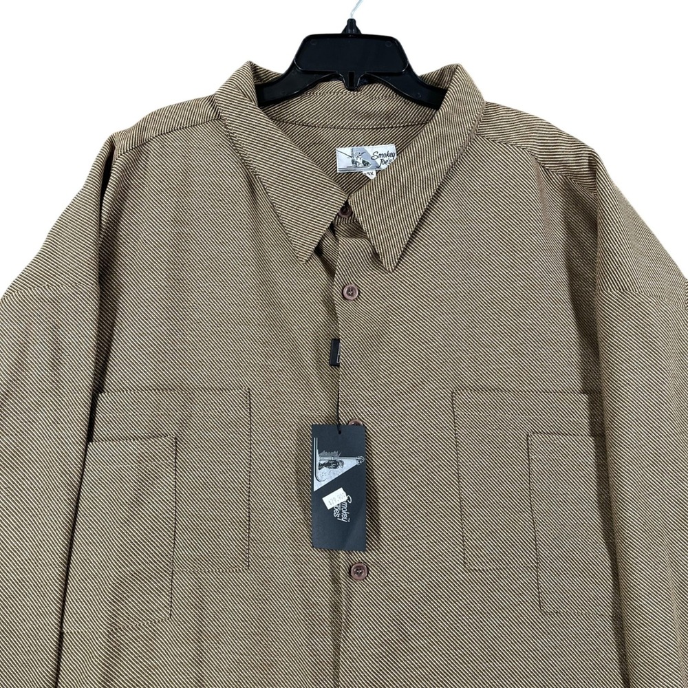 Smokey Joes Button Up Shirt Mens 6X Taupe Striped Long Sleeve Casual Wear